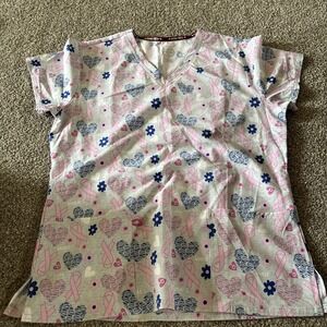 Divine Stretch Scrub Top Womens Sz Medium, V-Neck, Stretch, Lightweight, Pockets